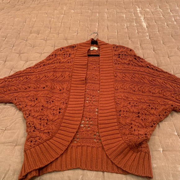 Rust Open-Knit Cardigan - Picture 2 of 9